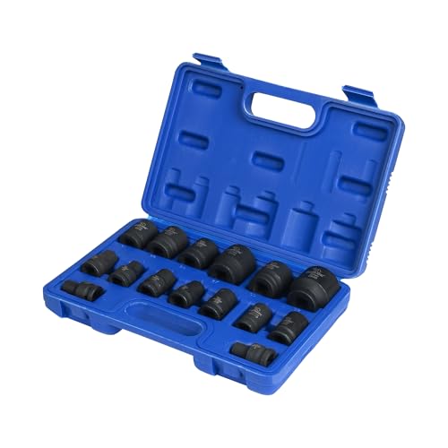 Elephant 1/2 Inch Square Drive 6-Point STD Impact Socket Set | 38 mm Length | Set of 15 | Socket Sizes: 8, 9, 10, 11, 12, 13, 14, 15, 17, 19, 21, 22, 24, 27, 32 mm - Image 1