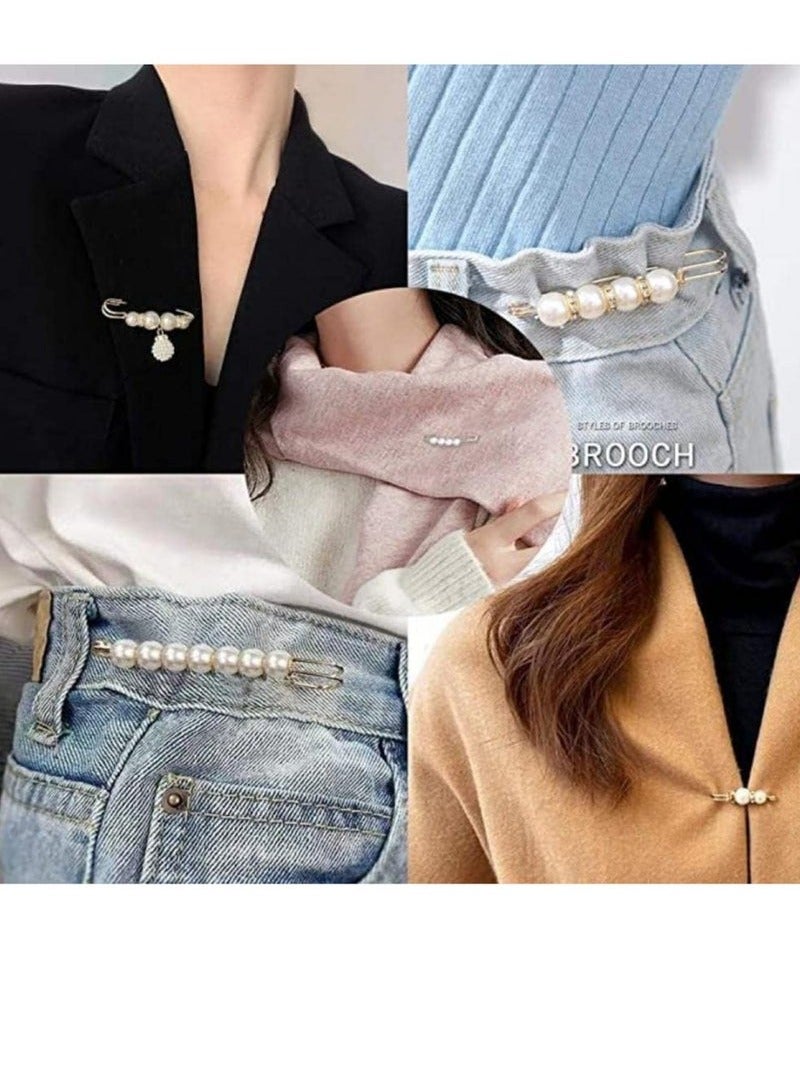 13 Pcs Pearl Brooch Pins,Fashion Sweater Shawl Clips Muslim Scarf Hijab Pins,Faux Pearl Collar Waist Pants Safety Pin for Women Girls,Neckline Pins Clothing Dresses Decoration Accessories - Image 4