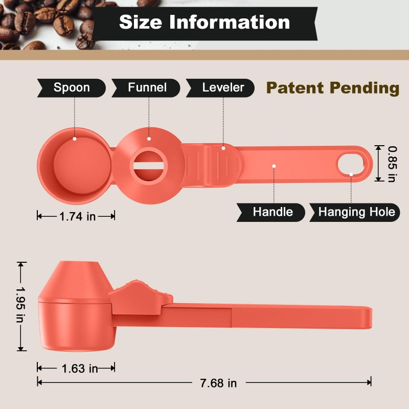 Lov Sprout Coffee Scoop & Funnel for Reusable K Cup Refillable Coffee Pods, Coffee Measuring Spoon 2 Tablespoon Capacity, Scoop with Funnel for Ground Coffee, Protein Powder, Tea (Orange, 2 Pack) - Image 5