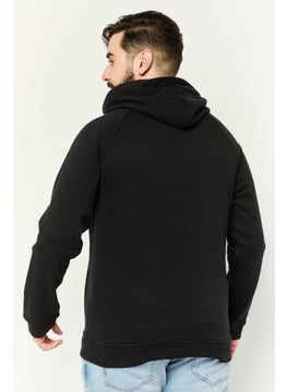 Kenneth Cole Men Hooded Long Sleeve Plain Sweatshirt, Black  - Image 4
