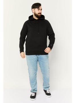 Kenneth Cole Men Hooded Long Sleeve Plain Sweatshirt, Black  - Image 2