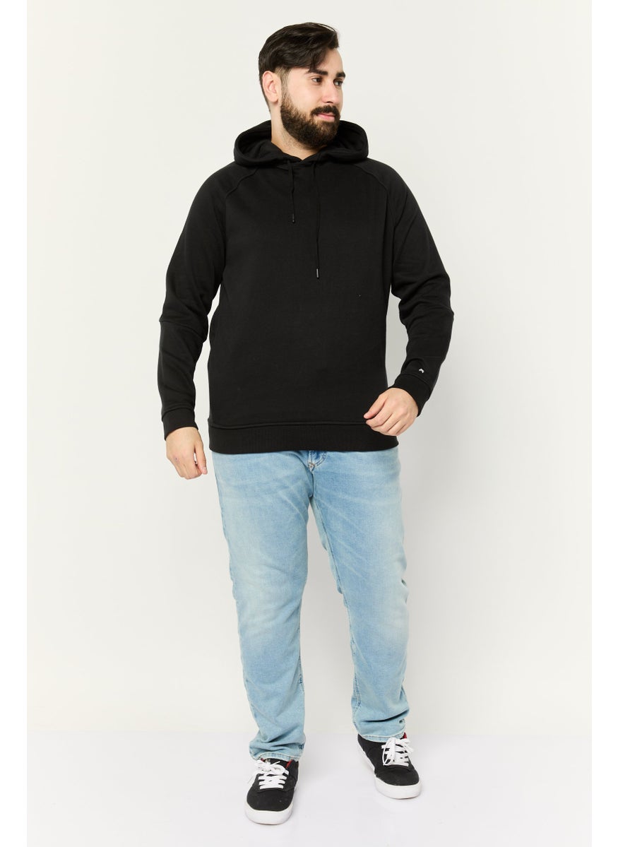 Kenneth Cole Men Hooded Long Sleeve Plain Sweatshirt, Black  - Image 2