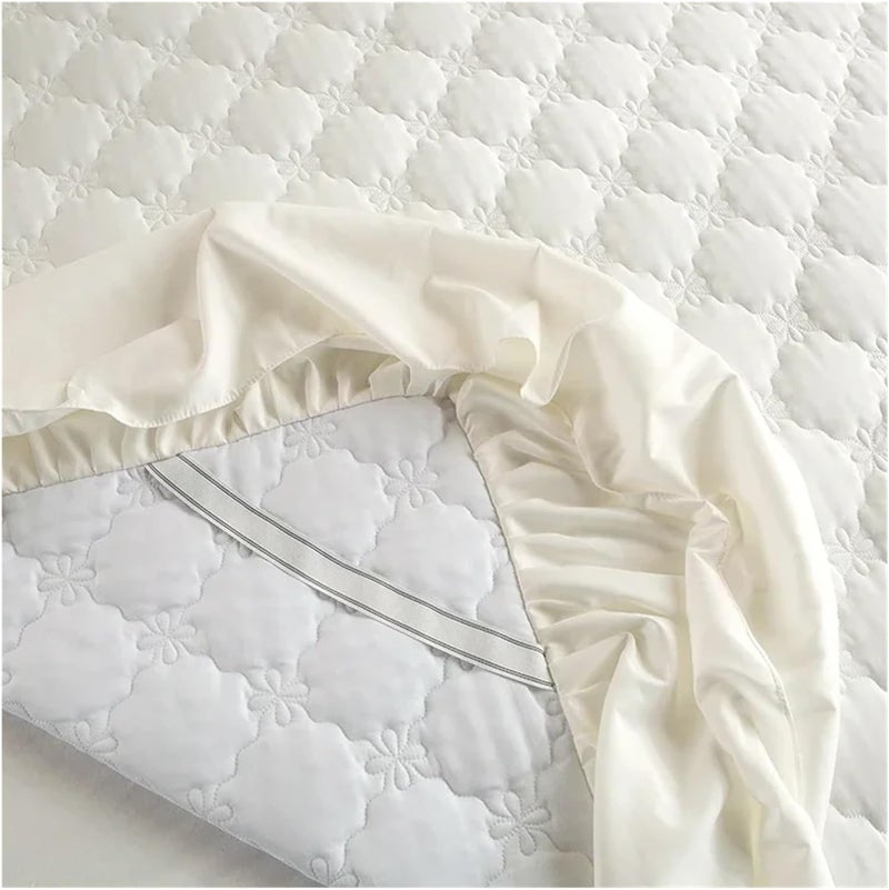 Ruffle Bed Skirt 3 Pieces Thickened Bed Skirt Solid Color Bed Cover Quilted Mattress Protector Покрывало Skin-Friendly Bedspread(Color 1,150x200cm) - Image 2