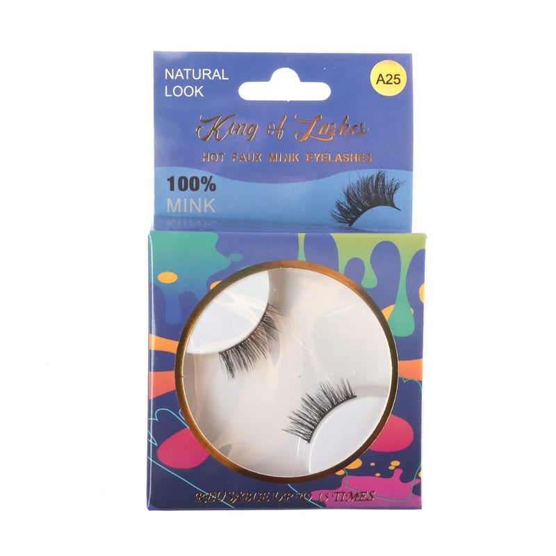 Hot Faux Mink Eyelashes - Full Volume Wispy Dramatic Single Pair, Lightweight Reusable False Lashes, Glam Look A25
