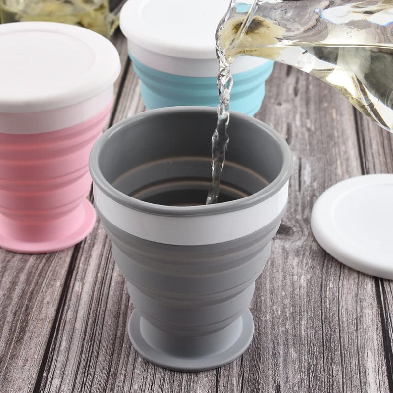 Ramkuwar Silicone Collapsible Travel Cup - Re-Usable Lightweight Folding With Lid, Expandable for Outdoor Hiking, BPA Free FDA Approved, Black, 200 ML - Image 5