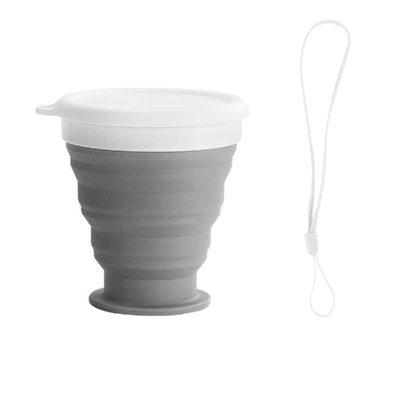 Ramkuwar Silicone Collapsible Travel Cup - Re-Usable Lightweight Folding With Lid, Expandable for Outdoor Hiking, BPA Free FDA Approved, Black, 200 ML - Image 1