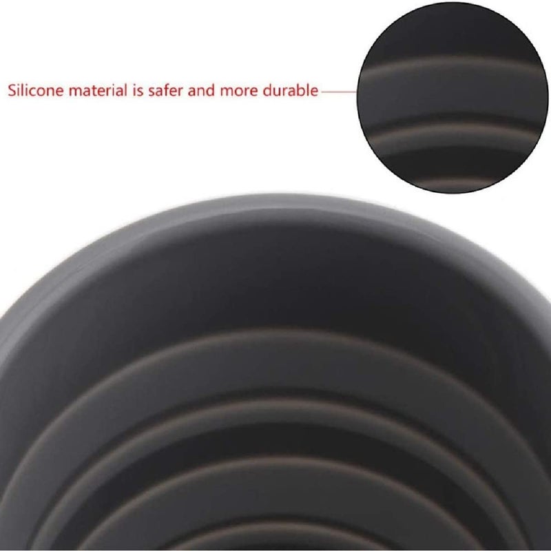 Ramkuwar Silicone Collapsible Travel Cup - Re-Usable Lightweight Folding With Lid, Expandable for Outdoor Hiking, BPA Free FDA Approved, Black, 200 ML - Image 4
