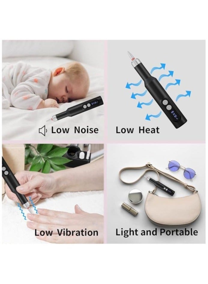 Cordless Electric Nail Drill,Rechargeable Efile Nail File Machine, Portable Polisher Manicure Pedicure Black - Image 3