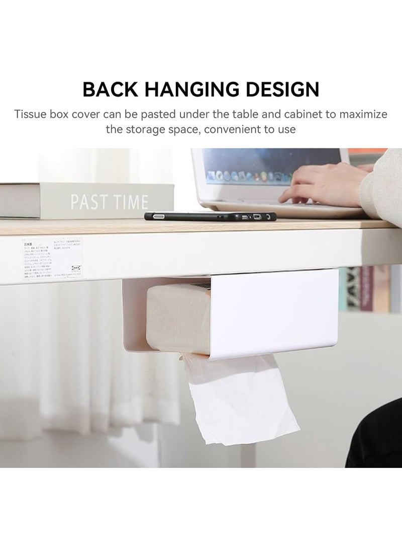 Hugifts Self Adhesive Tissue Box Cover Holder Wall Mounted Toilet Tissue Holder Under Cabinet Kitchen Paper Storage Box Napkin Dispenser Tissue Paper Storage Container Box (White) - Image 5