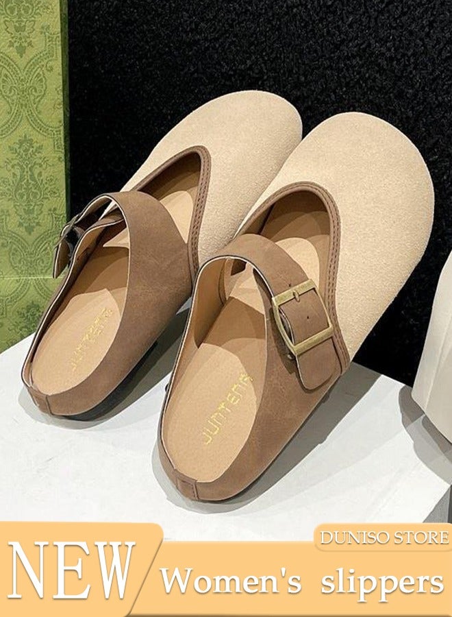 DUNISO Mule Slippers for Women Slingback Flat Pointed Mules Closed Toe Sandals Comfortable Women Slippers Backless Slip On Loafer Shoes - Image 1