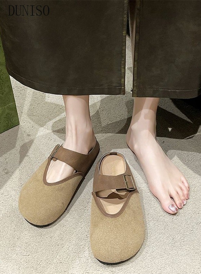 DUNISO Mule Slippers for Women Slingback Flat Pointed Mules Closed Toe Sandals Comfortable Women Slippers Backless Slip On Loafer Shoes - Image 2
