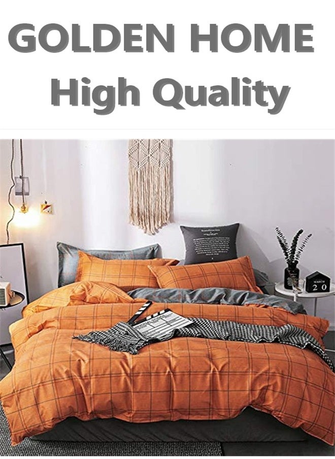 GOLDEN HOME طقم غطاء لحاف بنمط مخطط مكون من 6 قطع مقاس كينج/كوين/مفرد. تتضمن المجموعة 1 غطاء لحاف، 1 ملاءة سرير جاهزة، 4 أكياس وسائد  - Image 1
