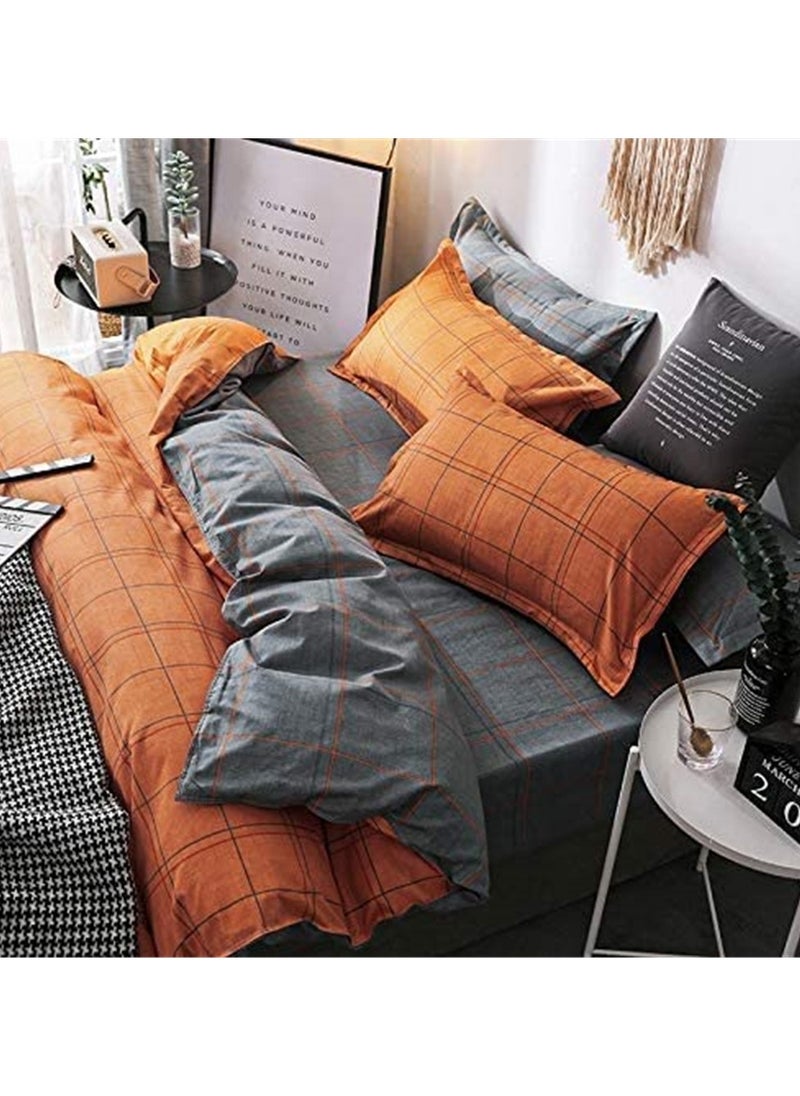 GOLDEN HOME طقم غطاء لحاف بنمط مخطط مكون من 6 قطع مقاس كينج/كوين/مفرد. تتضمن المجموعة 1 غطاء لحاف، 1 ملاءة سرير جاهزة، 4 أكياس وسائد  - Image 3