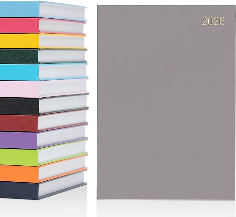 evelay 2026 Diary A4 A5 Day to Page Hardback Full Year Planner Organiser Journal (A5 Page a Day, Grey) - Image 1