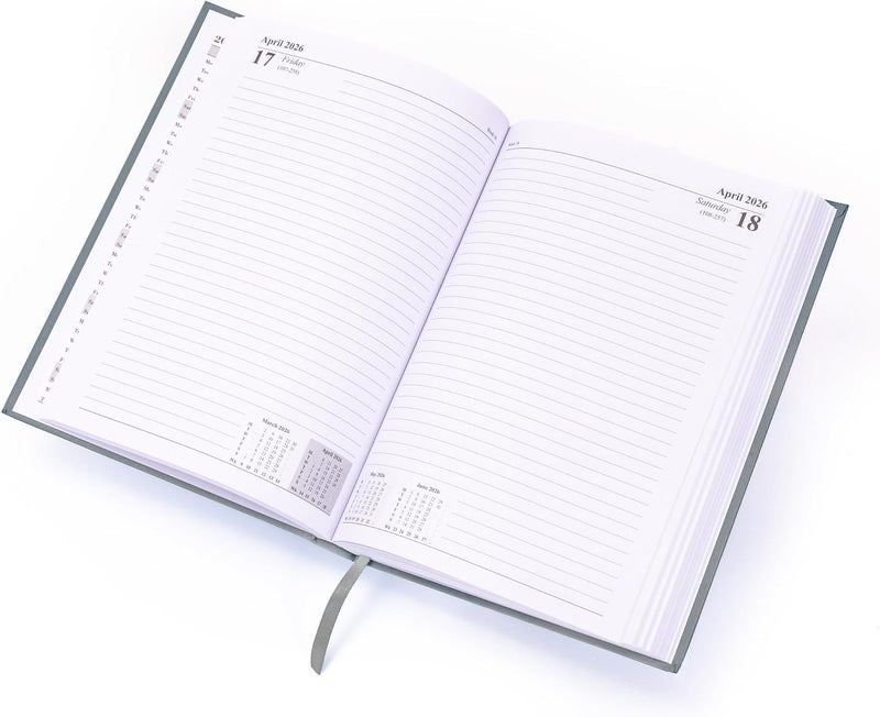 evelay 2026 Diary A4 A5 Day to Page Hardback Full Year Planner Organiser Journal (A5 Page a Day, Grey) - Image 3