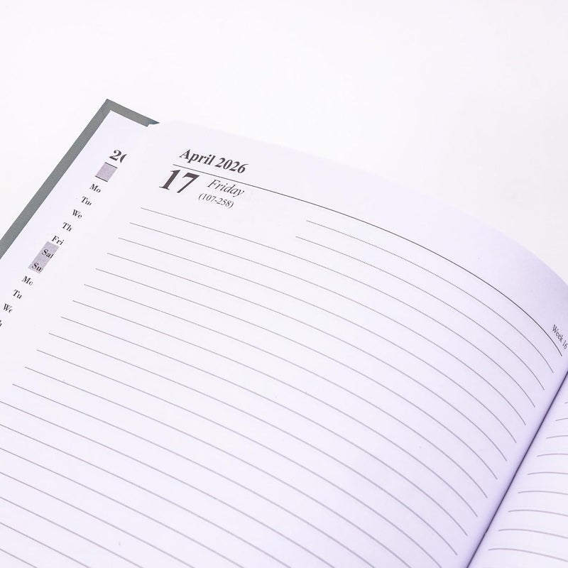 evelay 2026 Diary A4 A5 Day to Page Hardback Full Year Planner Organiser Journal (A5 Page a Day, Grey) - Image 4