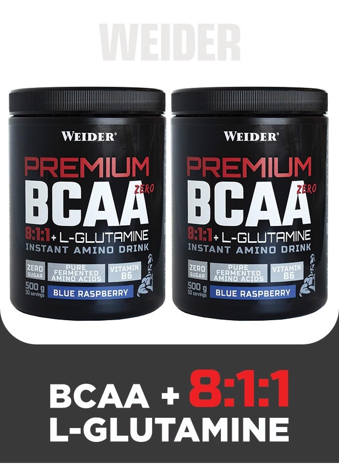 Weider Premium BCAA Zero 8:1:1 + L-Glutamine - Blue Raspberry 500g, High Leucine Ratio Amino Acid Supplement  - Image 3