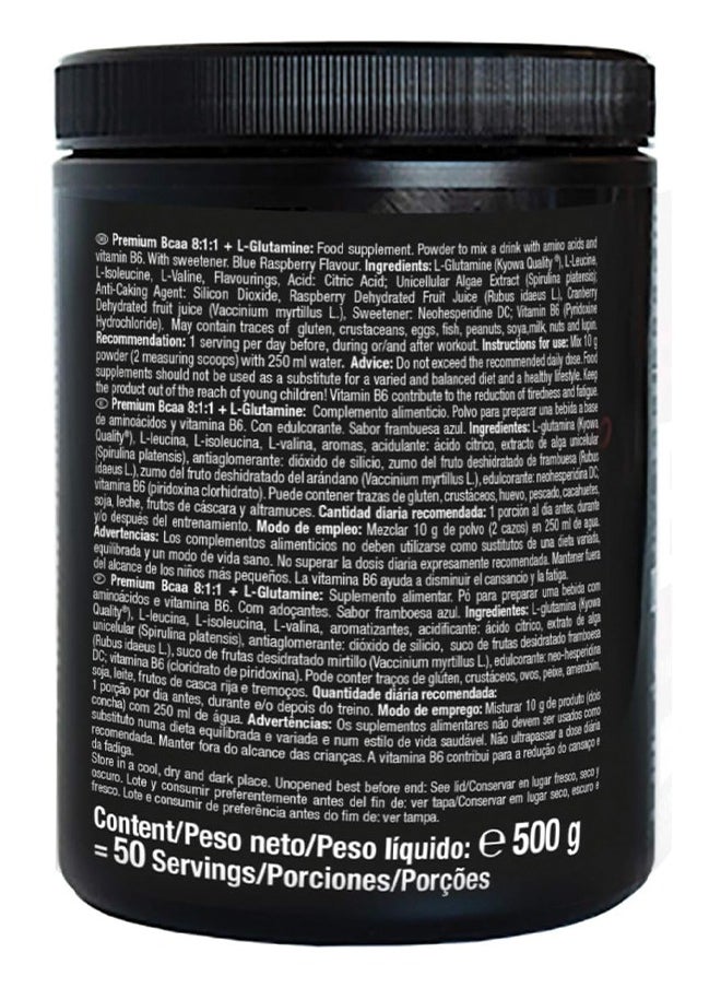 Weider Premium BCAA Zero 8:1:1 + L-Glutamine - Blue Raspberry 500g, High Leucine Ratio Amino Acid Supplement  - Image 2