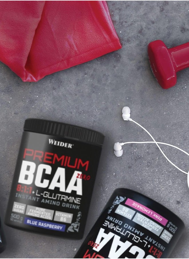 Weider Premium BCAA Zero 8:1:1 + L-Glutamine - Blue Raspberry 500g, High Leucine Ratio Amino Acid Supplement  - Image 5