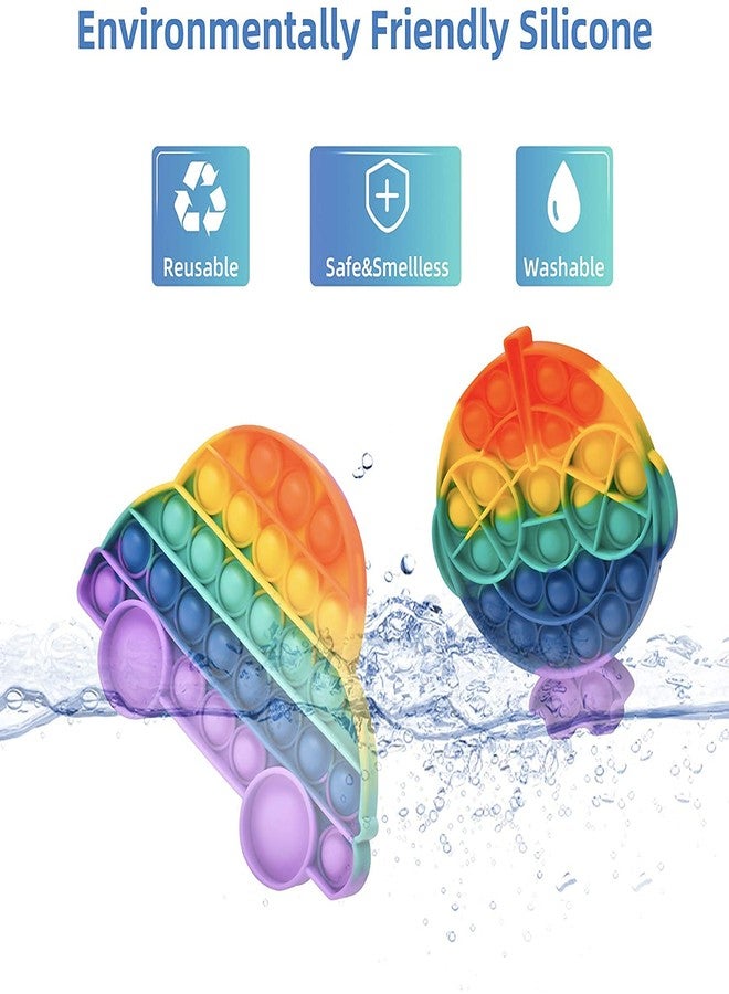 Perpetual Bliss 3 Pcs Pop It Fidget Toys Set Push Bubble Sensory Silicone Rainbow Stress Relief Educational Novelty Gifts for Girls Boys Kids Adults Birthday Return Gifts (Pack of 3) - Image 5