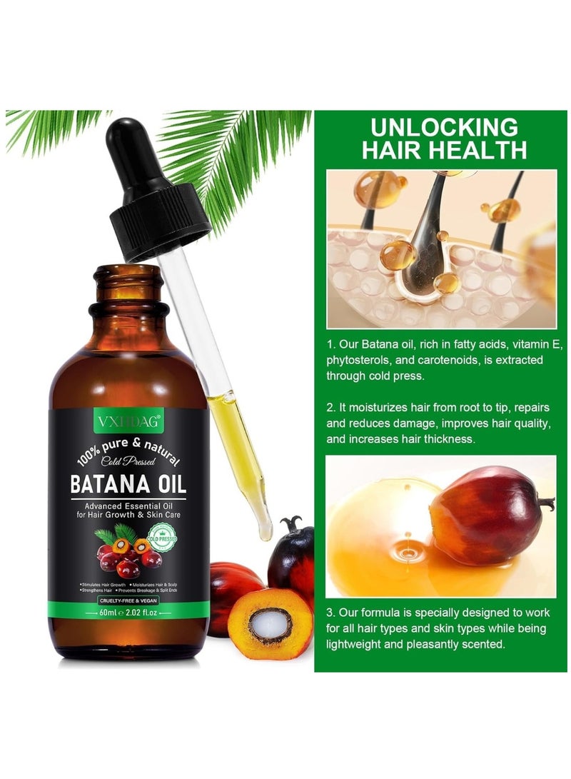 VXHDAG 60ml Natural Batana Oil for Hair Care Hair Conditioner Oil for Thin Hair Repair Damaged Hair Nourishes Thin Hair Scalp Skin and Loss Hair Growth Fit for All Hair Types Raw Batana Oil - Image 5