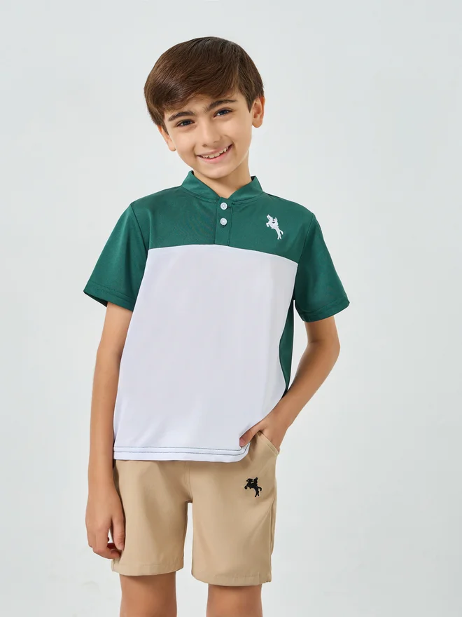 ستايلي Styli Boys Color Block Polo T-Shirt and Shorts Set