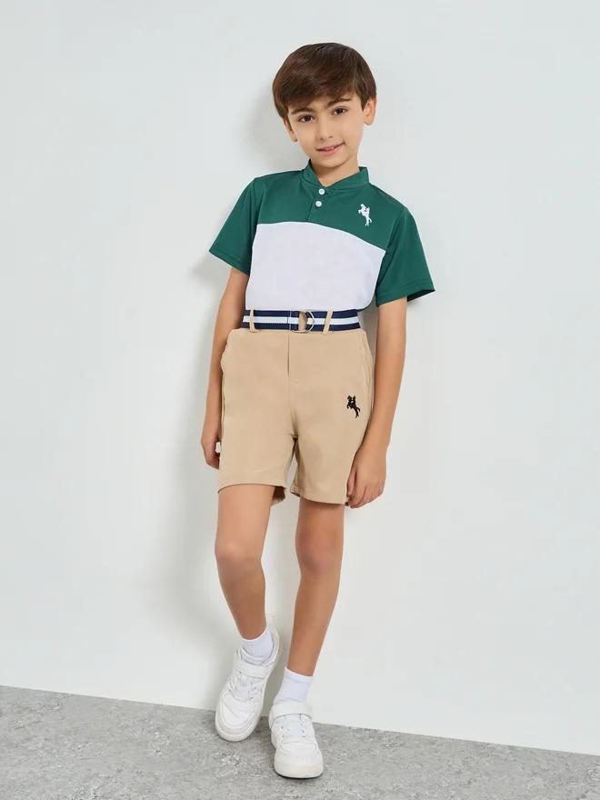 ستايلي Styli Boys Color Block Polo T-Shirt and Shorts Set