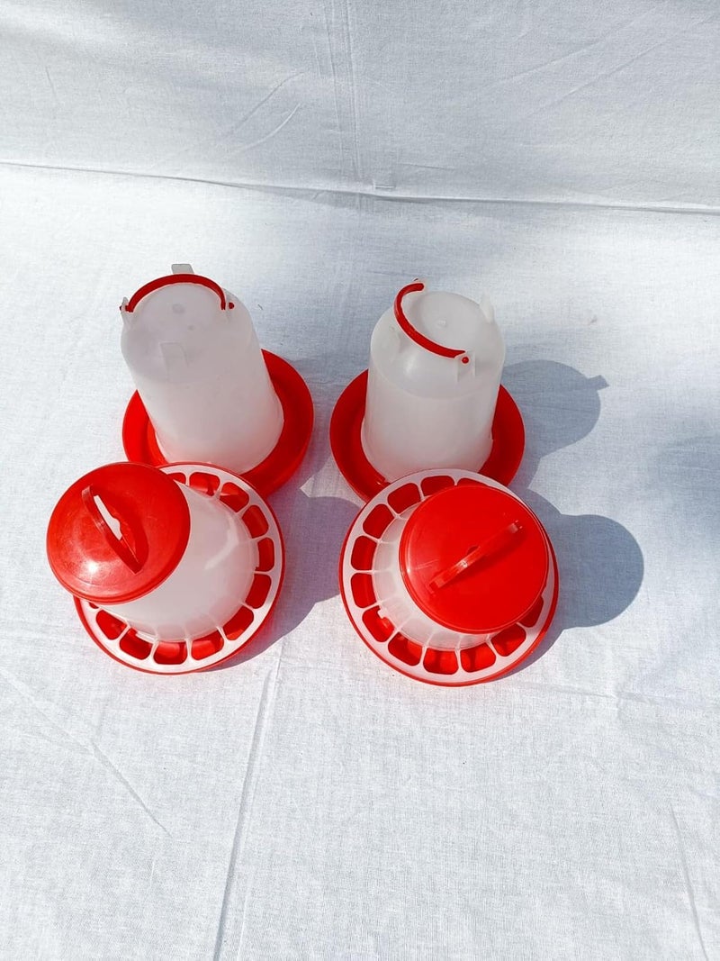 TMW أداة -D1- مع مقبض غطاء لتغذية وشرب الدجاج والدواجن جميع الأنواع 1.5 كجم تغذية=2 قطعة و 1.5 لتر شرب=2 قطعة إجمالي 4 قطع - Image 1