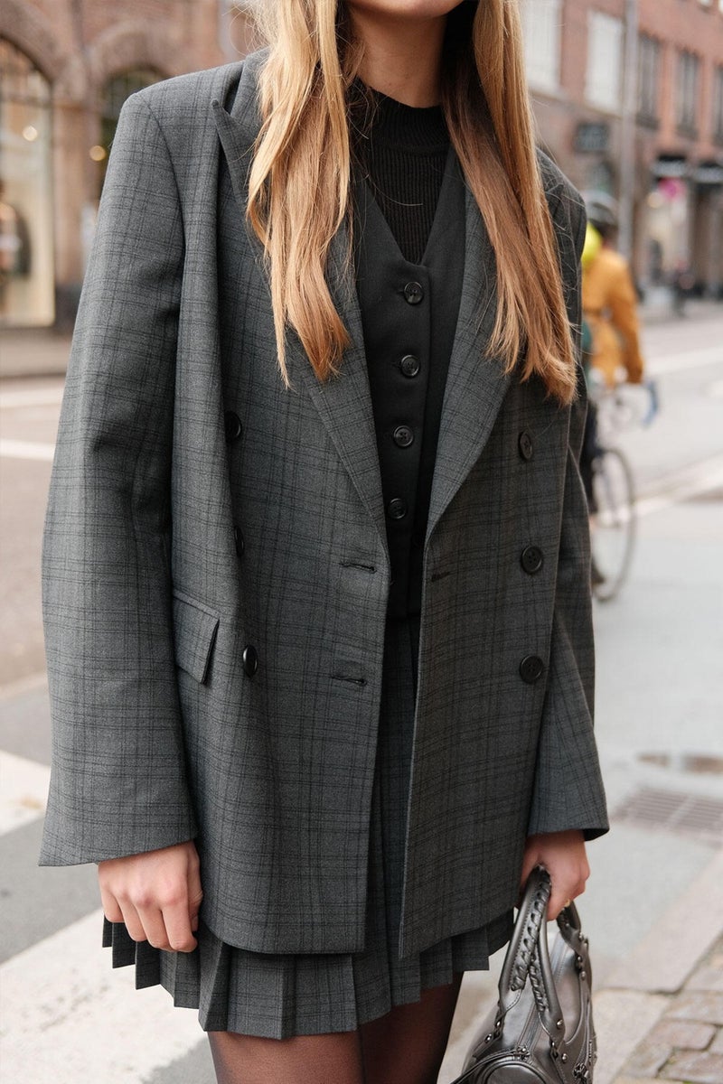 Manuka Oversize Double Breasted Blazer Jacket Gray  - Image 2
