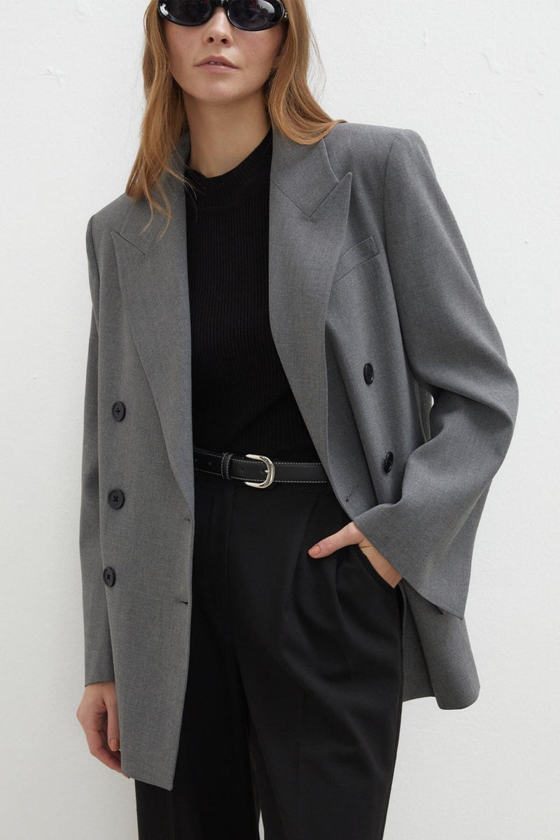 Manuka Oversize Double Breasted Blazer Jacket Gray  - Image 5