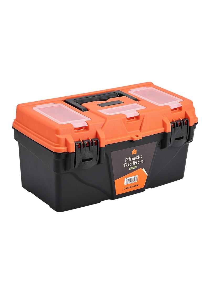 LAWAZIM Plastic Tool Box - 15inch - Durable and Sturdy Tool Organizer with Removable Tray, Lid Compartments, Soft Grip Handle, and Portable Design - Ideal for DIY, Home, and Professional Use  - Image 1