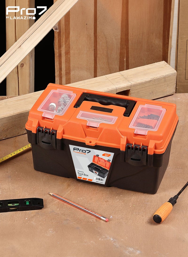 LAWAZIM Pro7 Plastic Tool Box - 15inch - Durable and Sturdy Tool Organizer with Removable Tray, Lid Compartments, Soft Grip Handle, and Portable Design - Ideal for DIY, Home, and Professional Use - Image 1