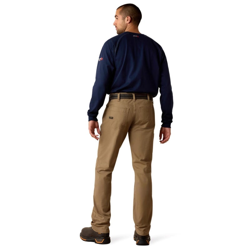 ARIAT Men's Rebar M4 Low Rise DuraStretch Made Tough Stackable Straight Leg Pant Field Khaki - Image 2