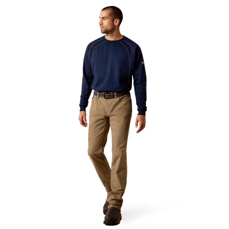ARIAT Men's Rebar M4 Low Rise DuraStretch Made Tough Stackable Straight Leg Pant Field Khaki - Image 3