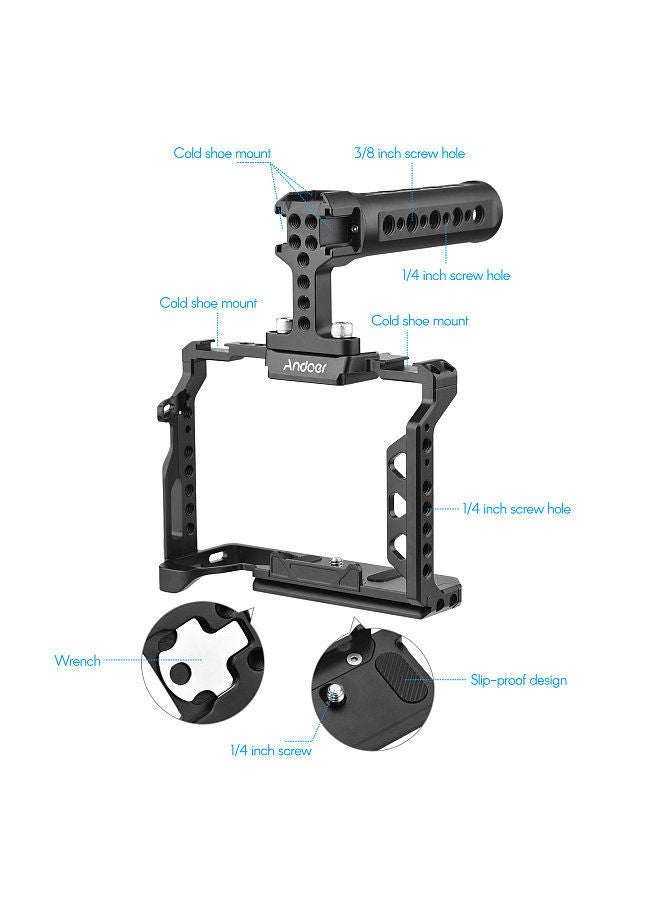 ANDOER Andoer Aluminum Alloy Camera Cage Kit with Top Handle Grip Replacement for Sony A7 IV  - Image 2