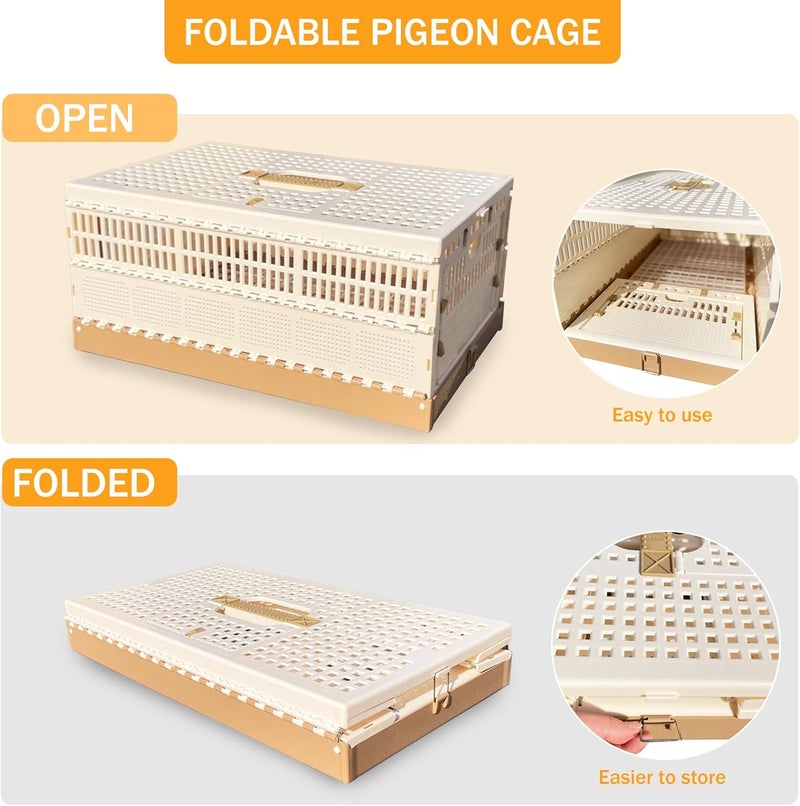 WEIYOONS Pigeon Cage Folding Racing Pigeons Travel Cage Pairing Cage Plastic Three Doors Nest Box for Training and Release, Competition (22.8" LX 12.6" W X9.45 H) - Image 3