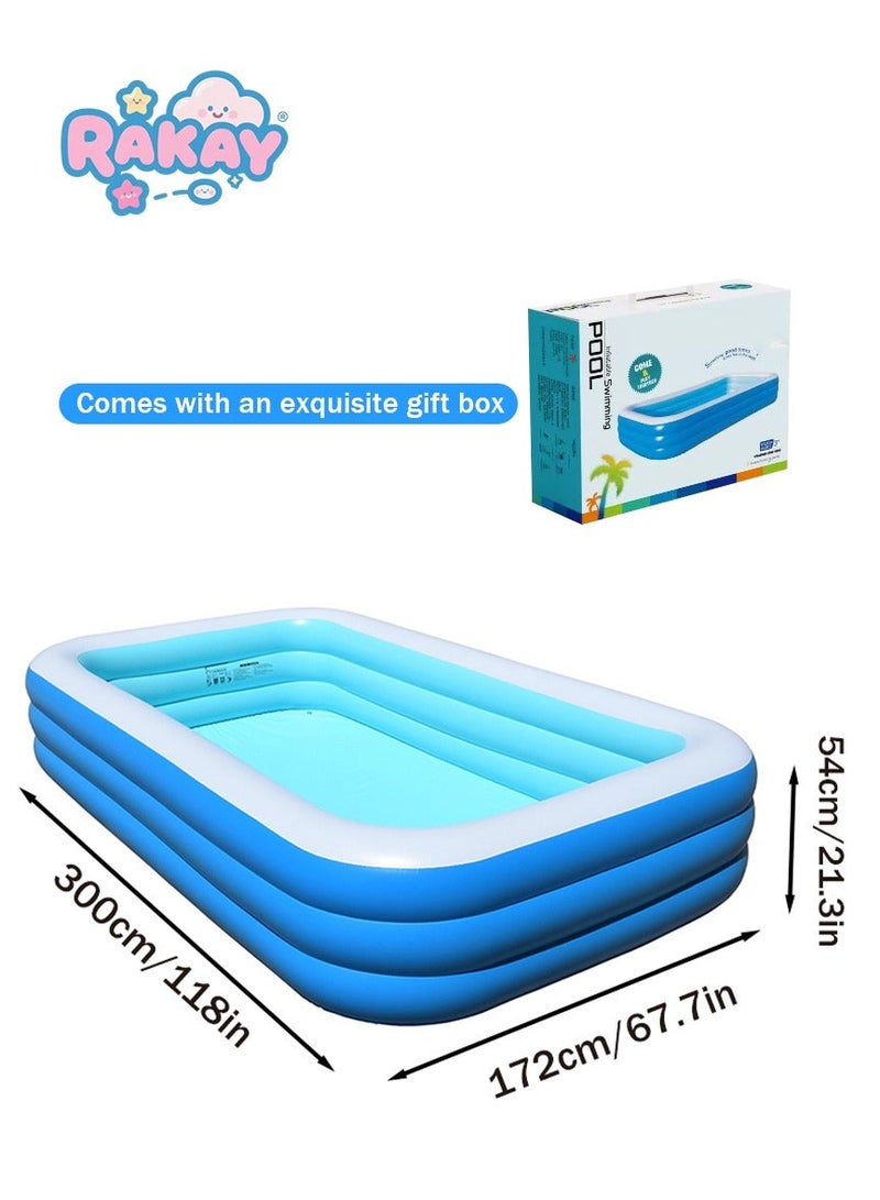 RAKAY Upgraded Version Inflatable Pool,305×172×54cm. Indoor Ball Pit Sand Pit，3 Air Chambers, Home Multi-Purpose Design, Pvc Material Wall Thickness 0.5mm，Thicker And More Durable - Image 1