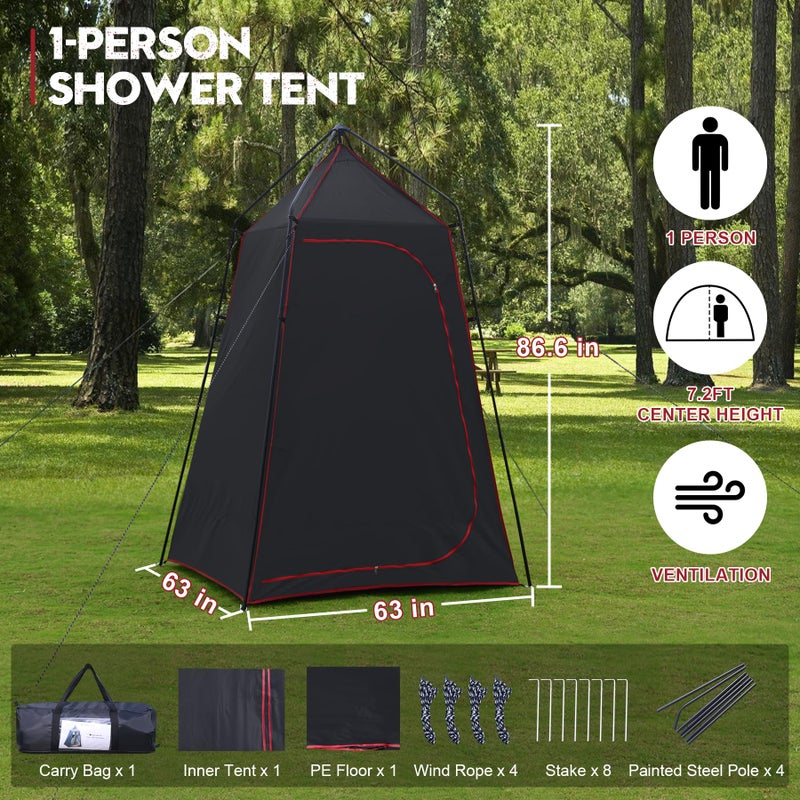 Castle Unicorn Camping Shower Tent, Portable Outdoor Privacy Shelter for Showering & Changing, 7.2 FT Easy-Setup Toilet Tent with Floor & UPF 50+, Ideal for Hiking, Fishing, Beach - Image 3