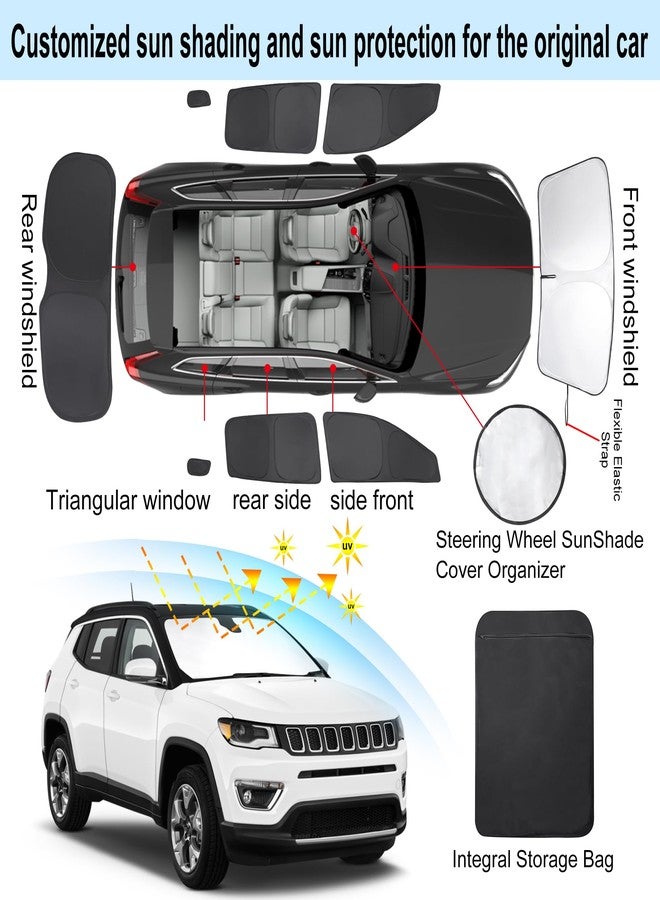 TINGLU Window Shades for Jeep Compass 2017-2024 Accessorie Car Side Full Windows Rear Triangular Windshield Sun Shade Sun UV Rays & Privacy Protection for Camping,Napping,and Relaxing 8PCS - Image 3
