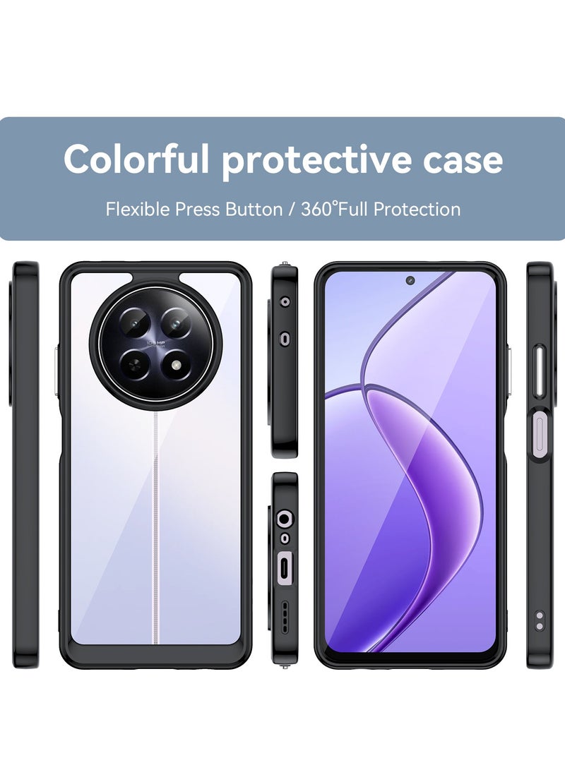 for realme 12 5G/ Realme 12x 5G, High Quality Hard Backplane Soft Border Pure and Bright Comfortable Feel Cell Phone Protective Case for realme 12 5G/ Realme 12x 5G, Black - Image 2