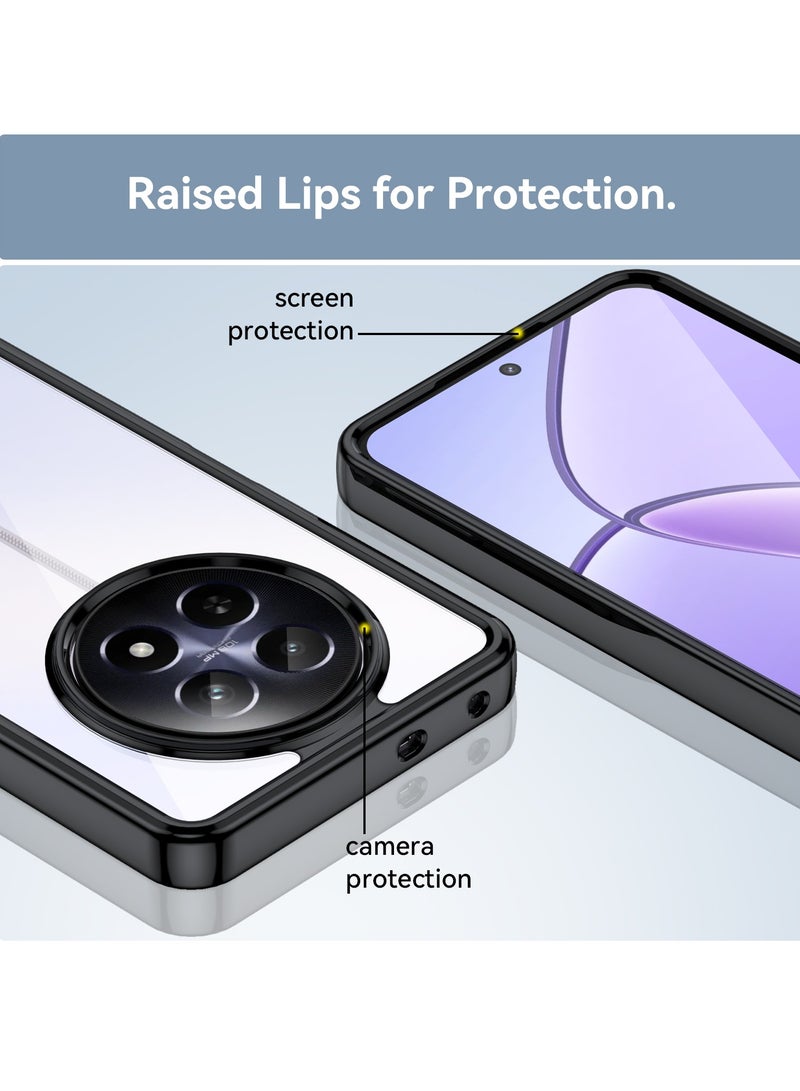 for realme 12 5G/ Realme 12x 5G, High Quality Hard Backplane Soft Border Pure and Bright Comfortable Feel Cell Phone Protective Case for realme 12 5G/ Realme 12x 5G, Black - Image 5