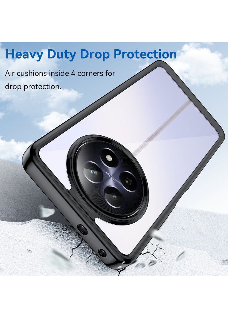 for realme 12 5G/ Realme 12x 5G, High Quality Hard Backplane Soft Border Pure and Bright Comfortable Feel Cell Phone Protective Case for realme 12 5G/ Realme 12x 5G, Black - Image 3