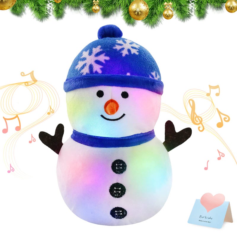 BSTAOFY LED Musical Snowman Christmas Stuffed Animal Light up Plush Toy Soft Adorable Singing Animate Pals for Kids 11 Snowman - Image 2
