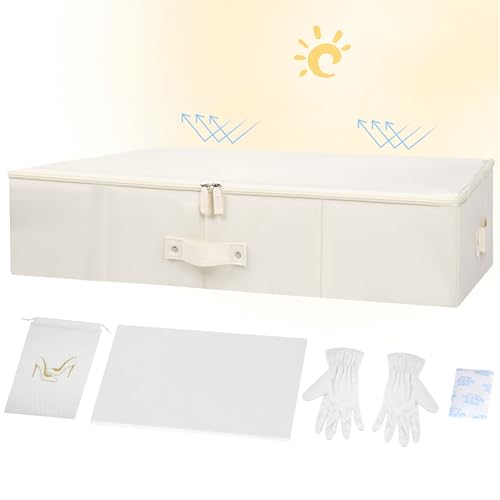 Duduboy Wedding Dress Storage Box Bridal Essentials Heirloom Breathable Wedding Gown Preservation Box - Large Size with Microfiber Gloves Acid-Free Tissue Paper and Dustproof Bag - Image 1