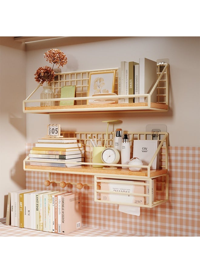 Simple Metal No Punching Required Storage Rack, Wall Mounted Floating Rack With Tissue Holder Metal Frame, Suitable For Living Rooms, Study Rooms, And Student Dormitories - Image 4