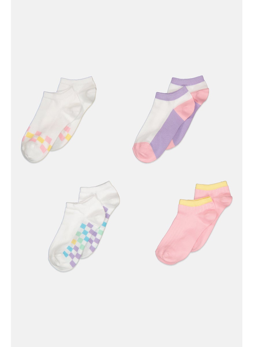 RBX Kids Girl 4 Pairs Checkered Socks, Multicolor  - Image 1