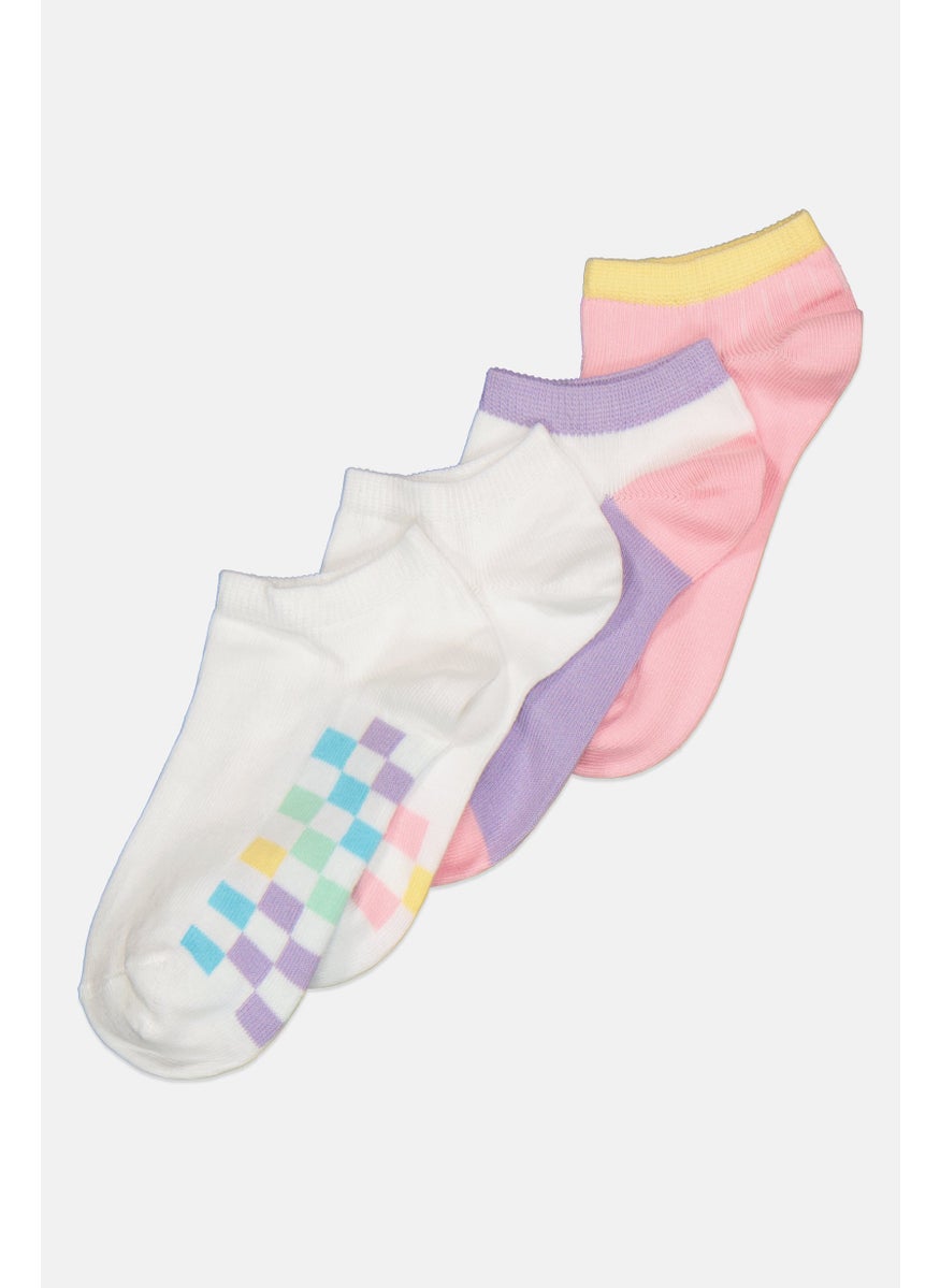 RBX Kids Girl 4 Pairs Checkered Socks, Multicolor  - Image 2