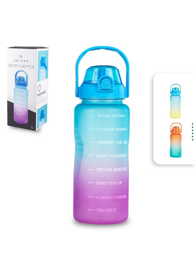 SOLARA Sipper Water Bottle for adults 2 Litre, Leakproof, BPA-Free & Durable Tritan, Water Bottle for Gym, Travel & Office, Motivational Time Marker, 2 Ltr Sipper Bottle with straw, Blue Fuschcia - Image 1