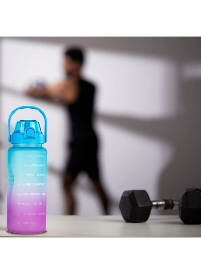 SOLARA Sipper Water Bottle for adults 2 Litre, Leakproof, BPA-Free & Durable Tritan, Water Bottle for Gym, Travel & Office, Motivational Time Marker, 2 Ltr Sipper Bottle with straw, Blue Fuschcia - Image 4