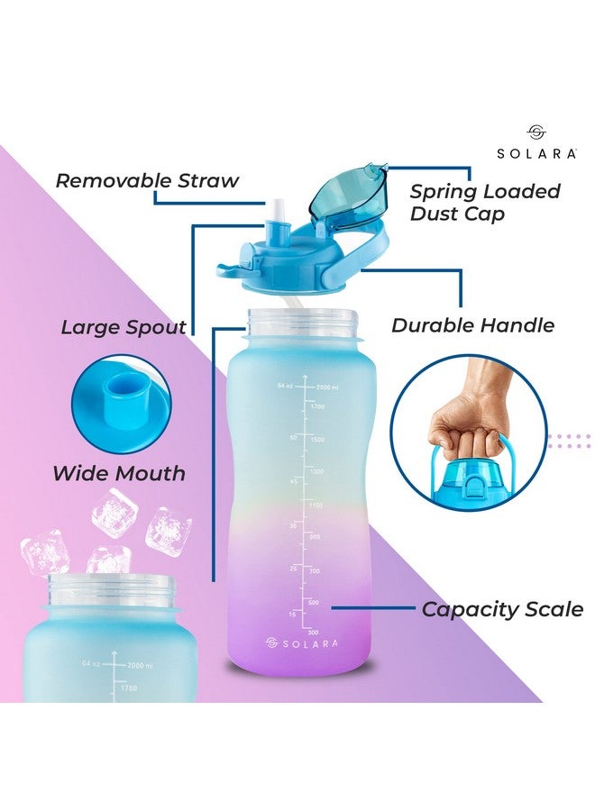 SOLARA Sipper Water Bottle for adults 2 Litre, Leakproof, BPA-Free & Durable Tritan, Water Bottle for Gym, Travel & Office, Motivational Time Marker, 2 Ltr Sipper Bottle with straw, Blue Fuschcia - Image 3